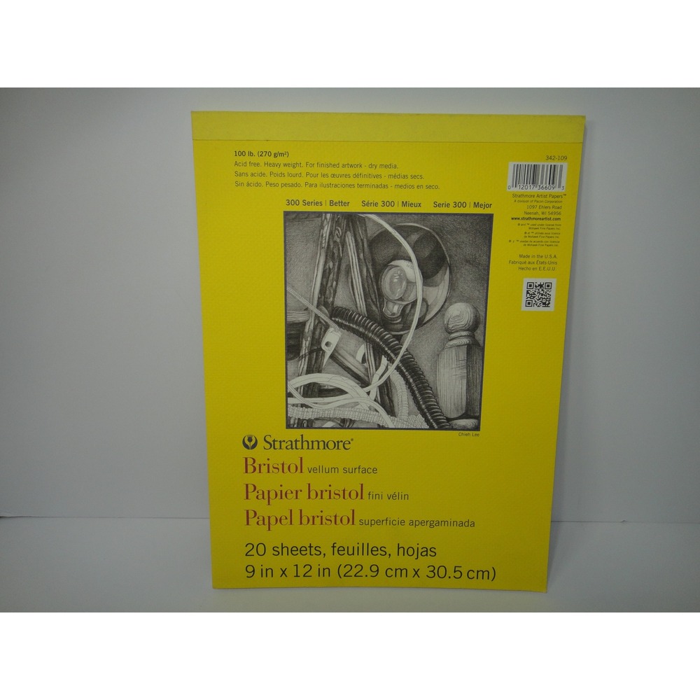 Strathmore 300 Series Bristol Vellum Surface Paper Pad 9x12 20 Sheets 342-109